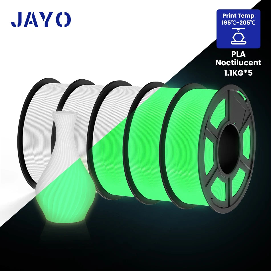 JAYO PLA Filament 1.75mm Glow in the Dark PETG 3D Printer Filament 1.1KG Neatly Wound Luminous 3D Printing Material For FDM