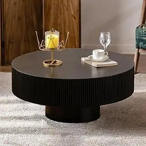 RBXC Round Fluted Drum Coffee Table For Living Room