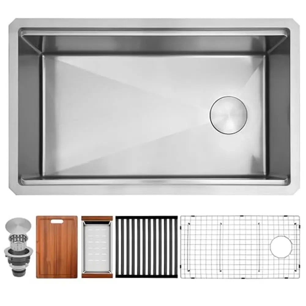 XMSJ Undermount Stainless Steel Kitchen Sink Workstation