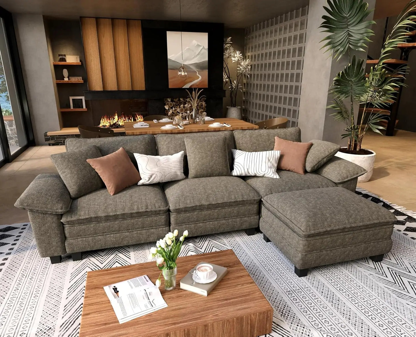 XIAOLANG L Shaped Modular Cloud Couch Upholstered Sectional