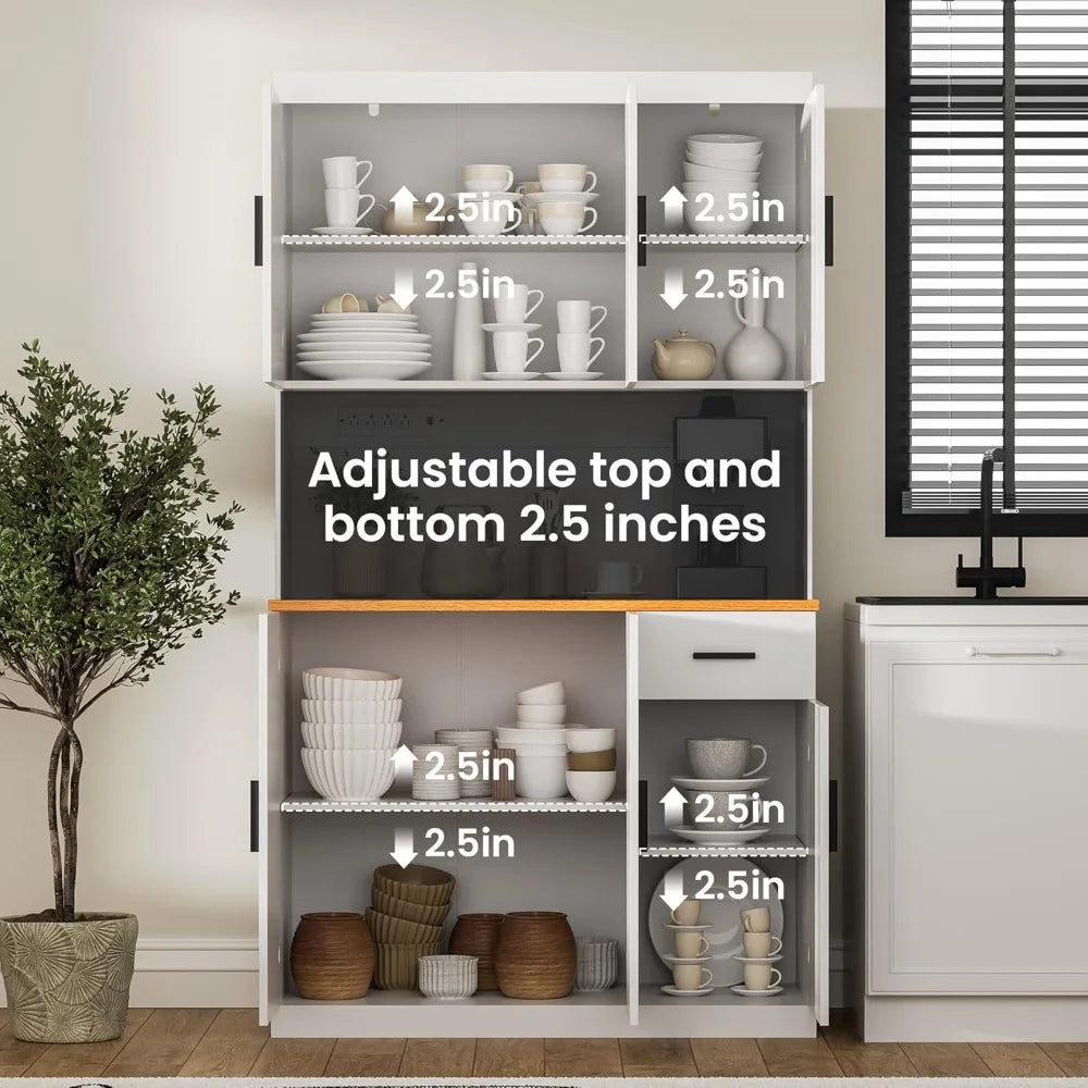 ZHUXIANG Heavy Duty Freestanding Pantry Cabinet With Power Outlet