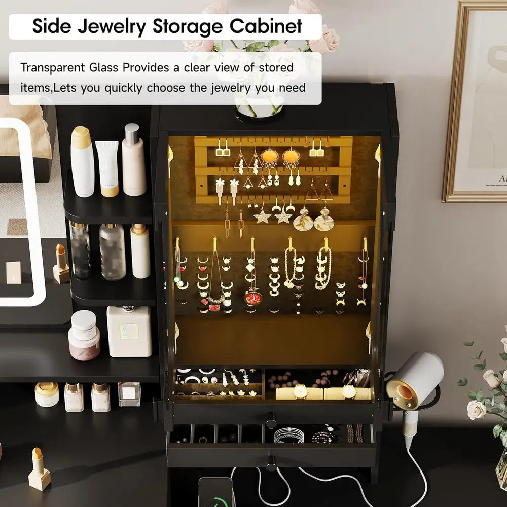 Makeup Vanity Desk With Mirror Lights And Drawers For Bedroom
