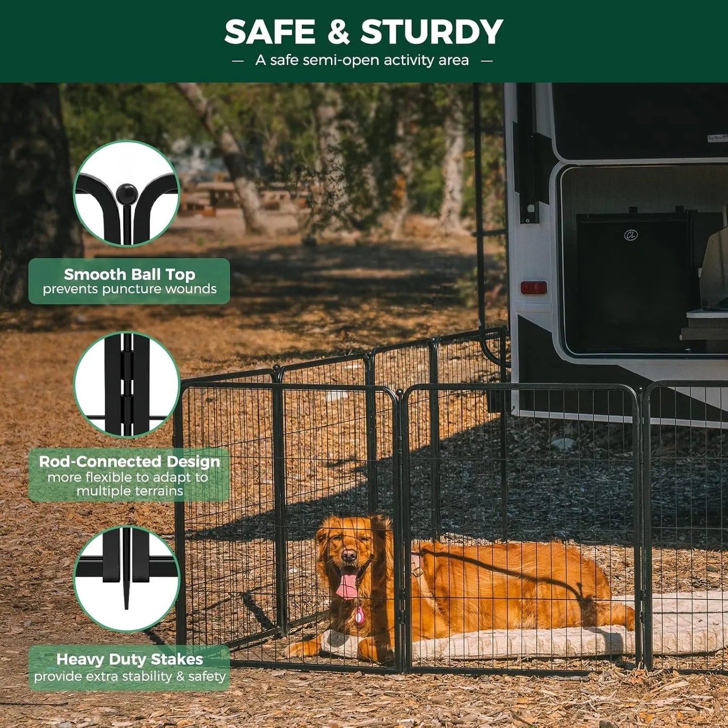 DAFIFY Rollick Dog Playpen for Yard and RV Camping Patented