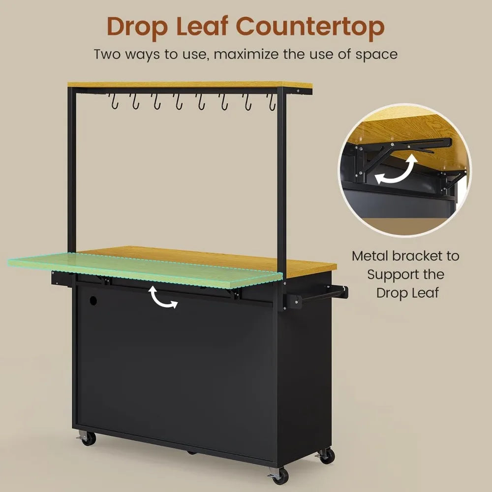 Hign Concerned Rolling Kitchen Island Wheels With Drop Leaf