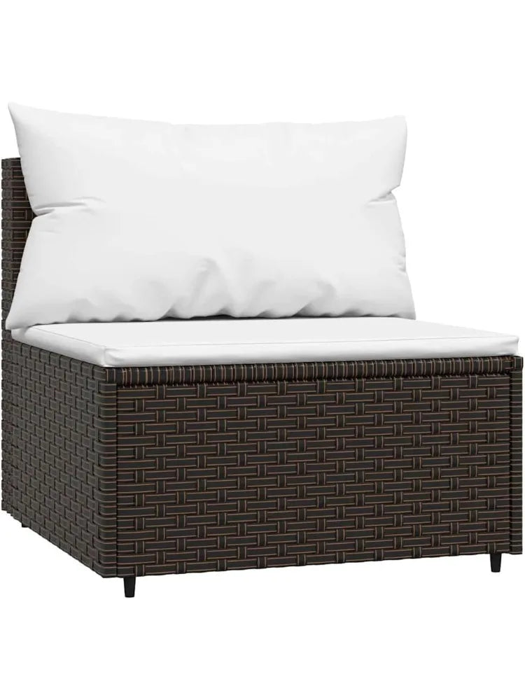 3 Piece Patio Lounge Set with Cushions Brown Poly Rattan Outdoor Sectional Outdoor Furniture for Lawn Deck