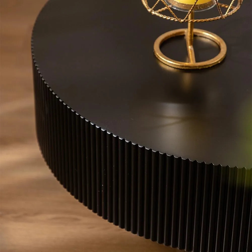 RBXC Round Fluted Drum Coffee Table For Living Room
