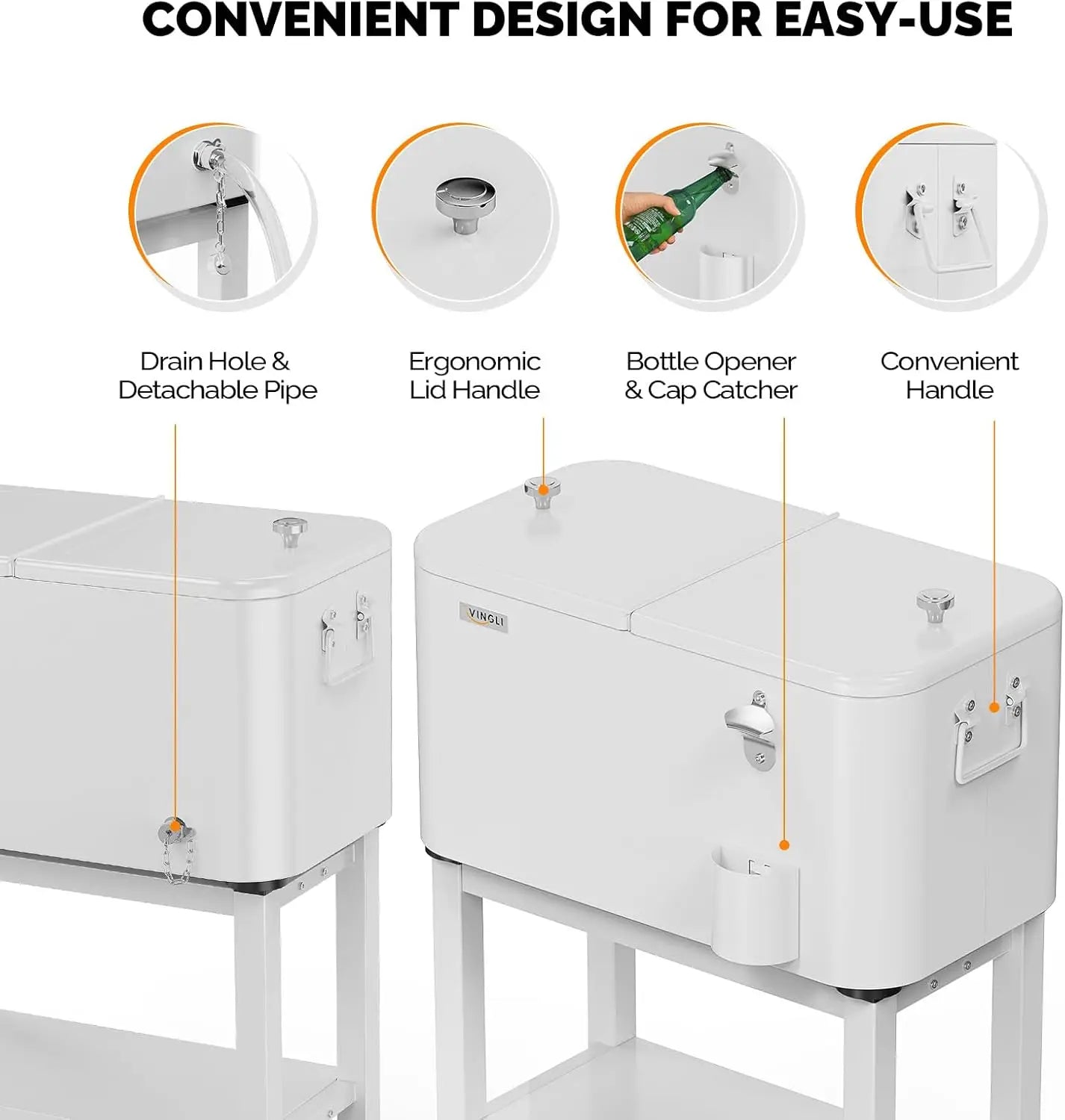 XMSJ Patio Cooler Rolling Ice Chest on Wheels with Shelf