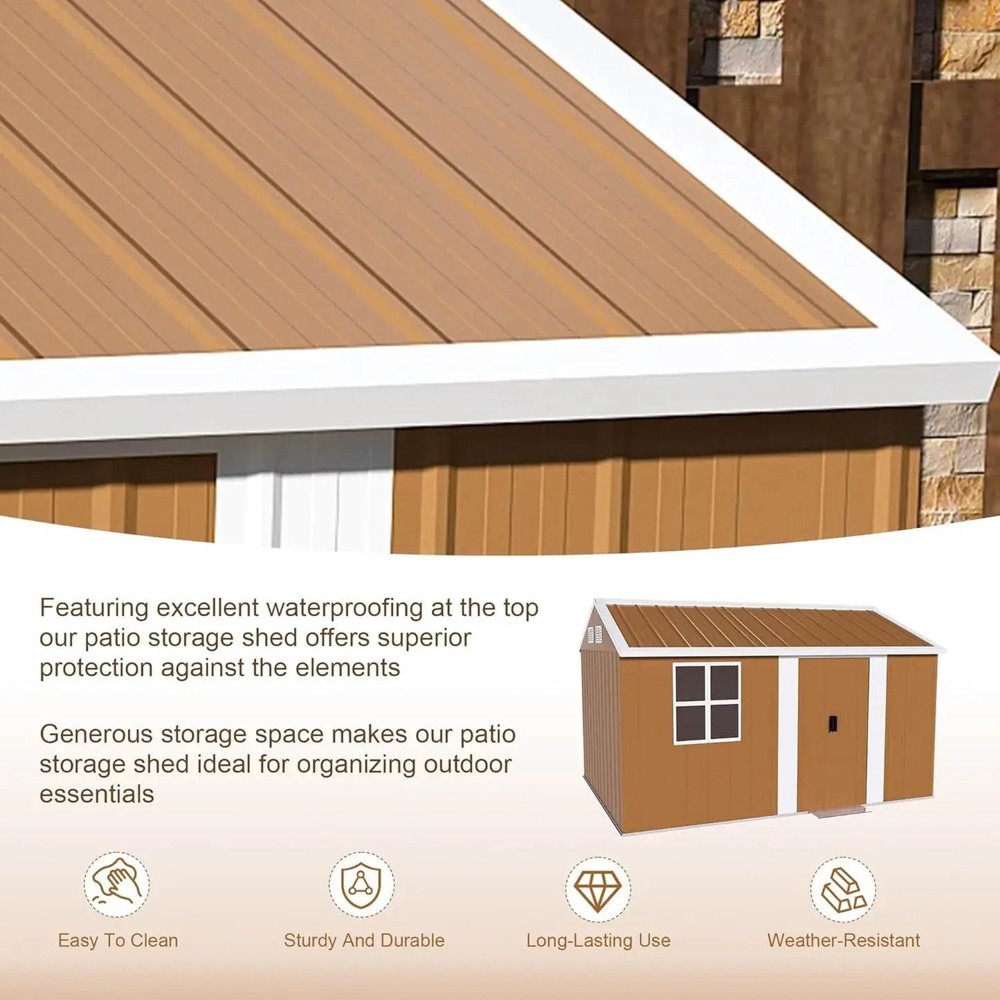 Metal Outdoor Storage Shed With Windows And Ventilation