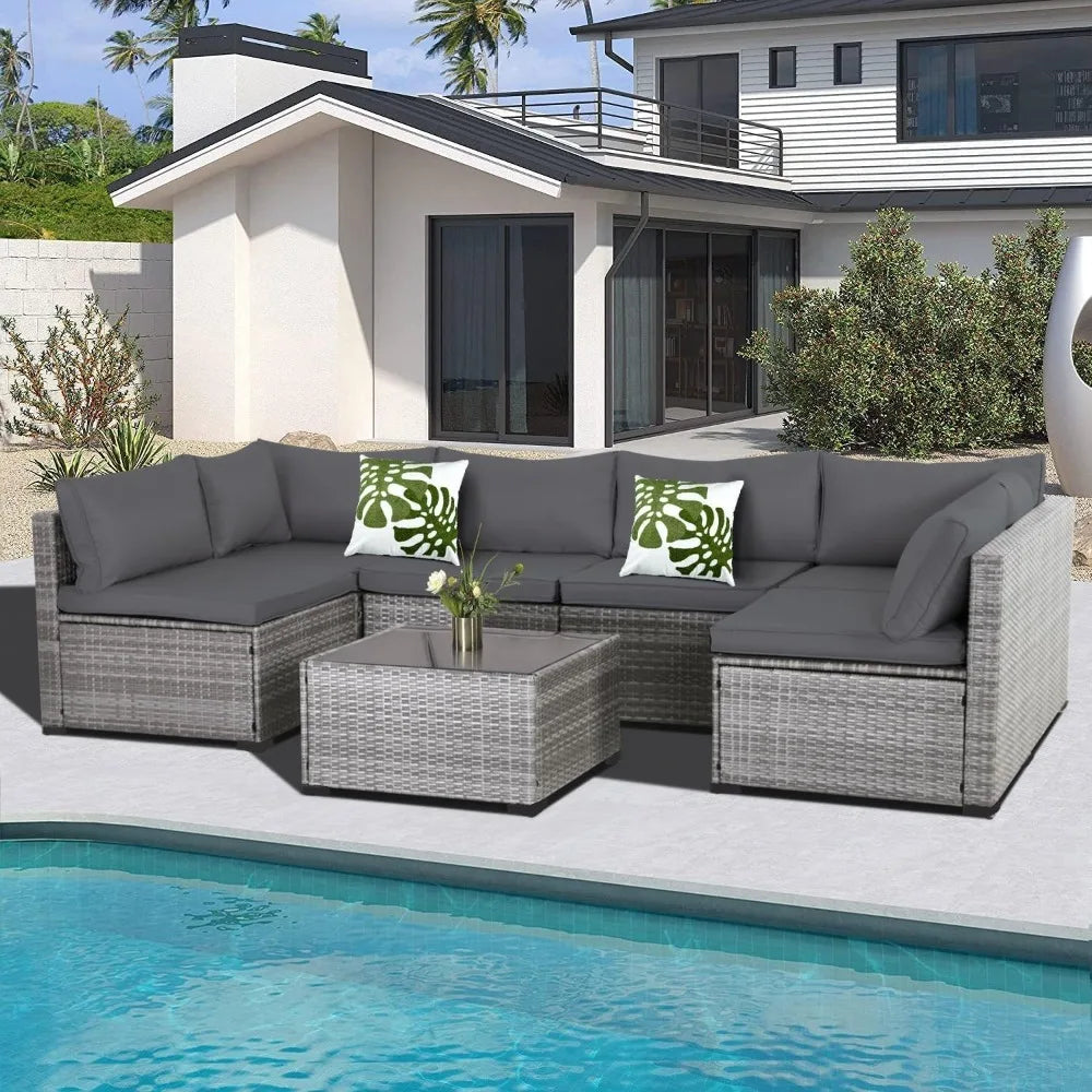 Modular Wicker Patio Furniture Rattan Sectional Sofa