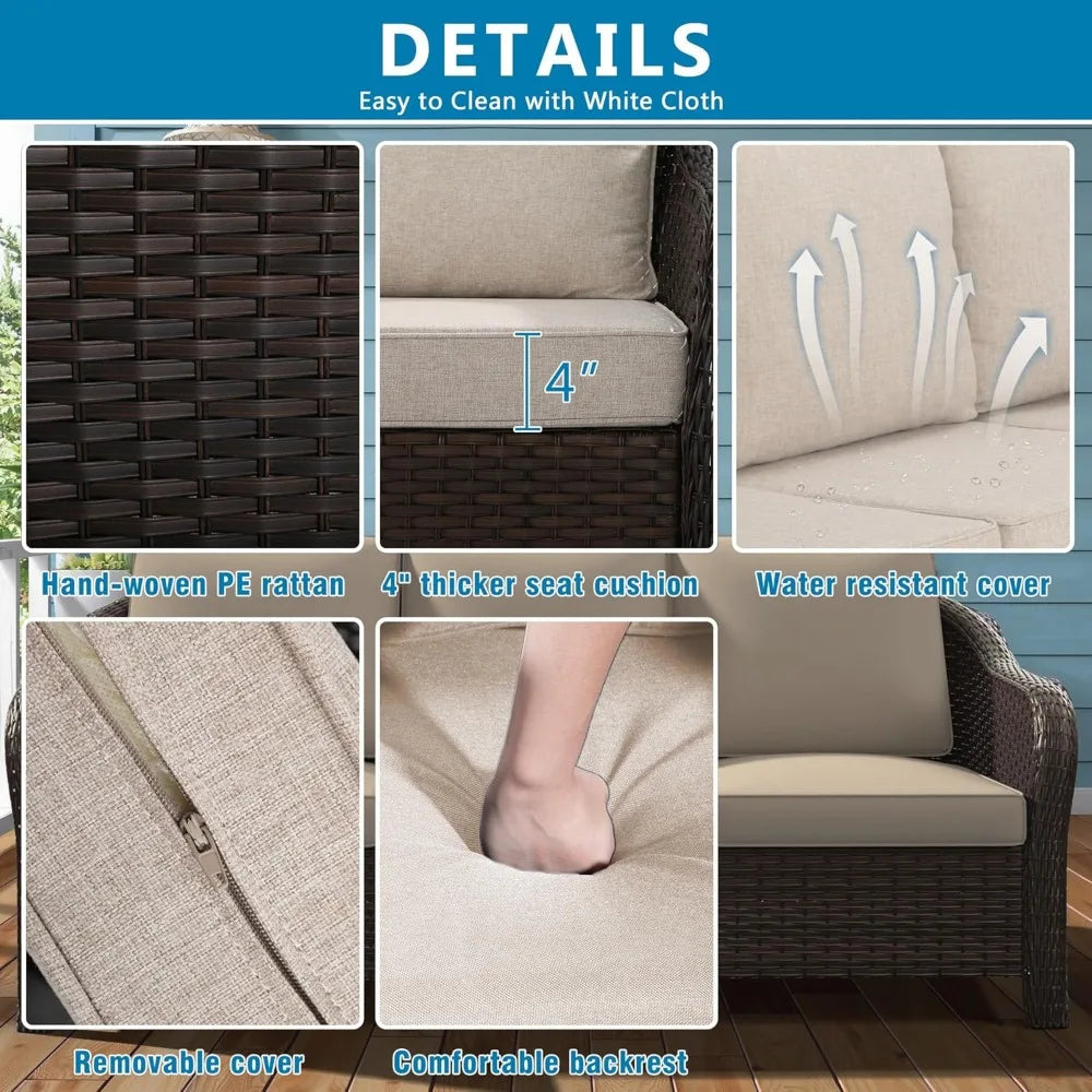 FEICHENG Outdoor Patio Deep Seat Chairs Rattan Set Garden