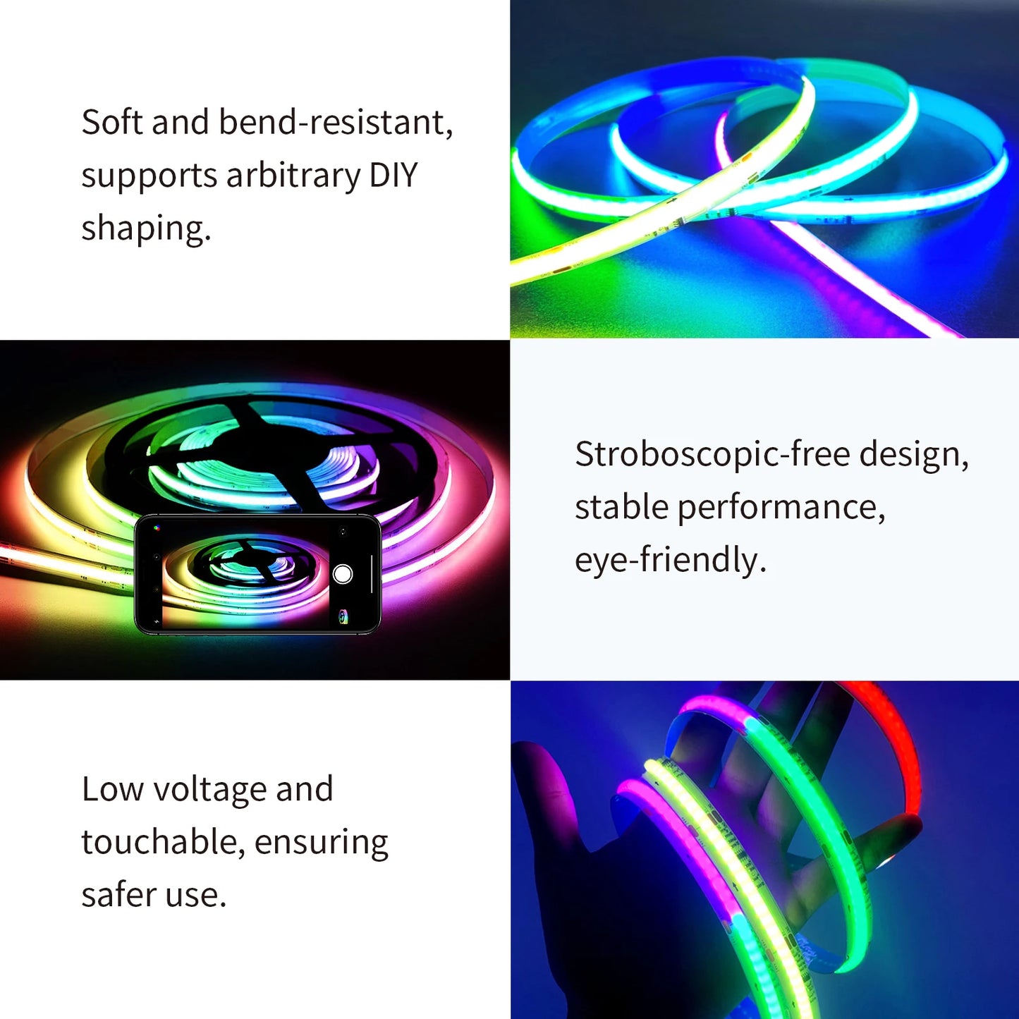Bunacet RGBIC COB LED Strip With Smart Bluetooth App