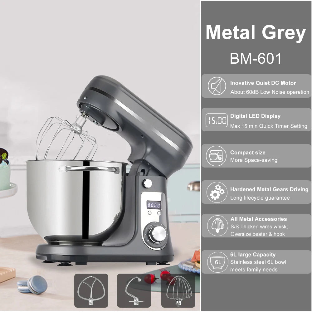 Biolomix 6 Speed Stand Mixer With Blender And Dough Kneader