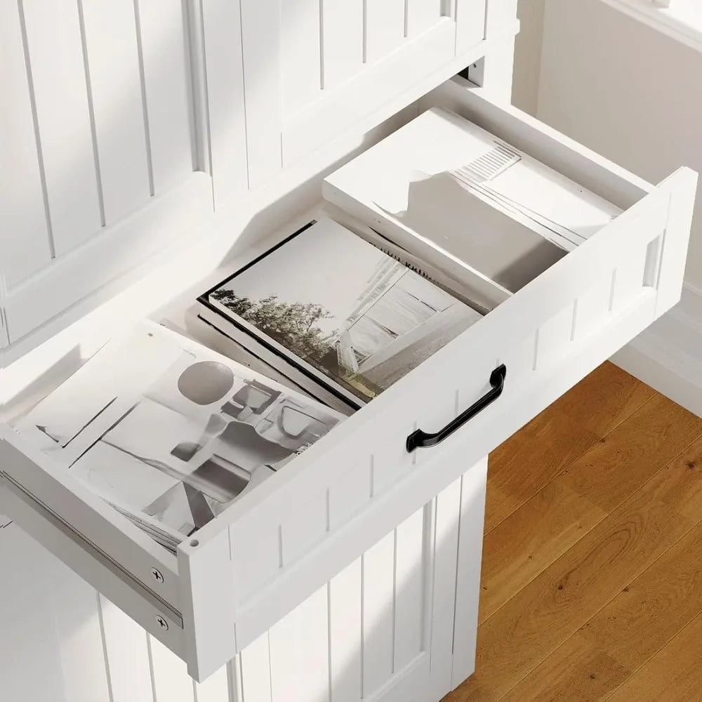 ZHUXIANG Freestanding Kitchen Pantry Cabinet With 4 Doors And Adjustable