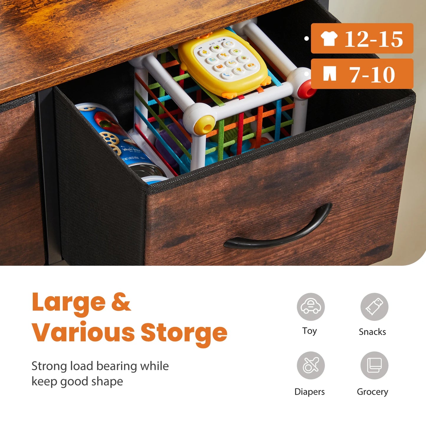 JHK Dresser With Nine Fabric Storage Drawers Wardrobe Organizer