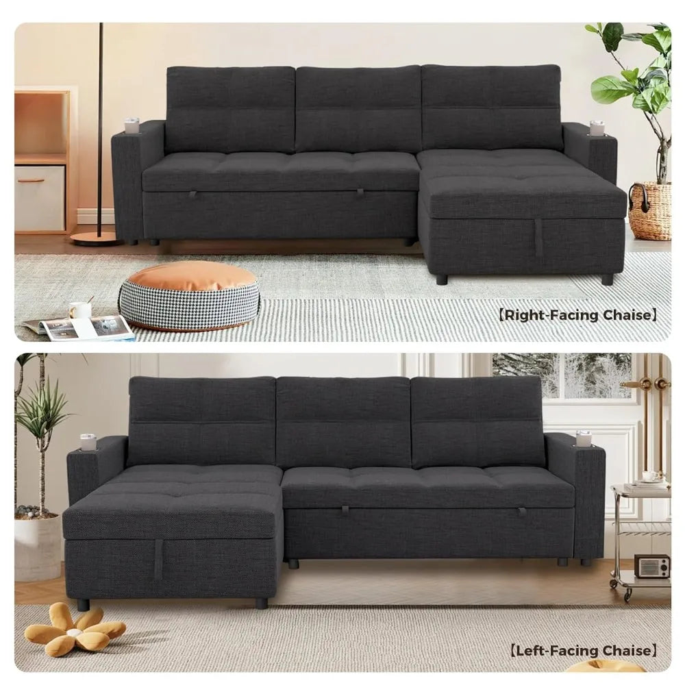 XIAOLANG Sectional Sleeper Sofa Bed With Storage USB