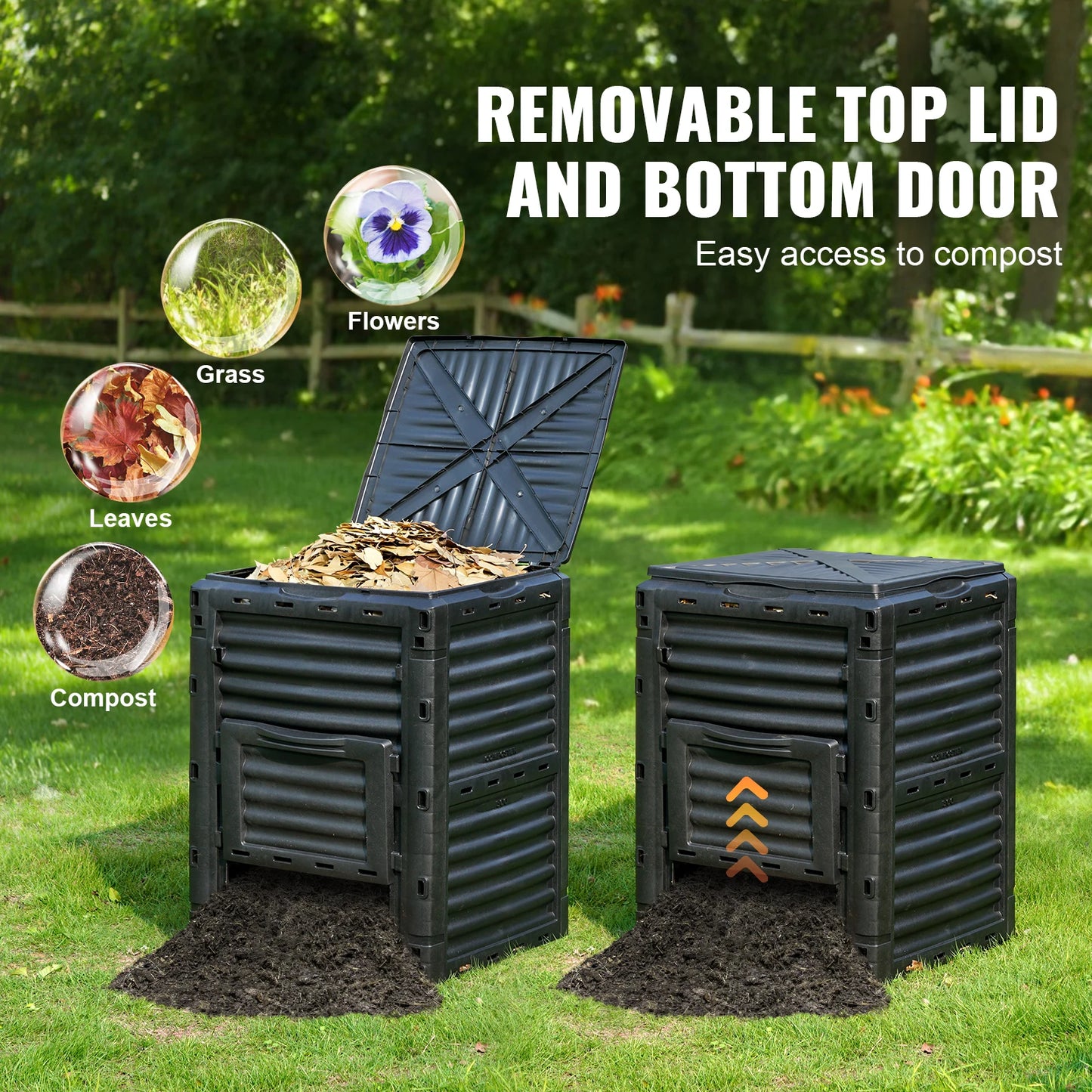 SucceBuy Garden Compost Bin 80 Gal Outdoor Composter