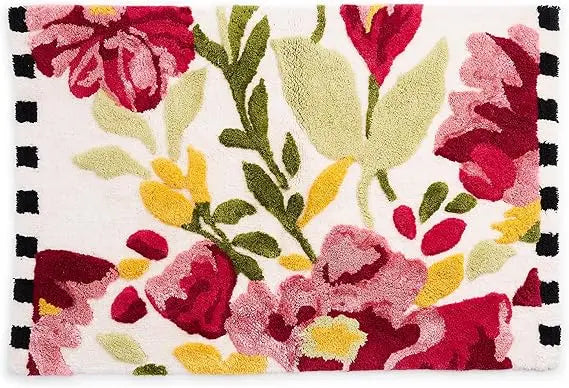 Cotton Spring Floral Bath Mat by Mackenzie-Childs - Washable Bathroom Rug