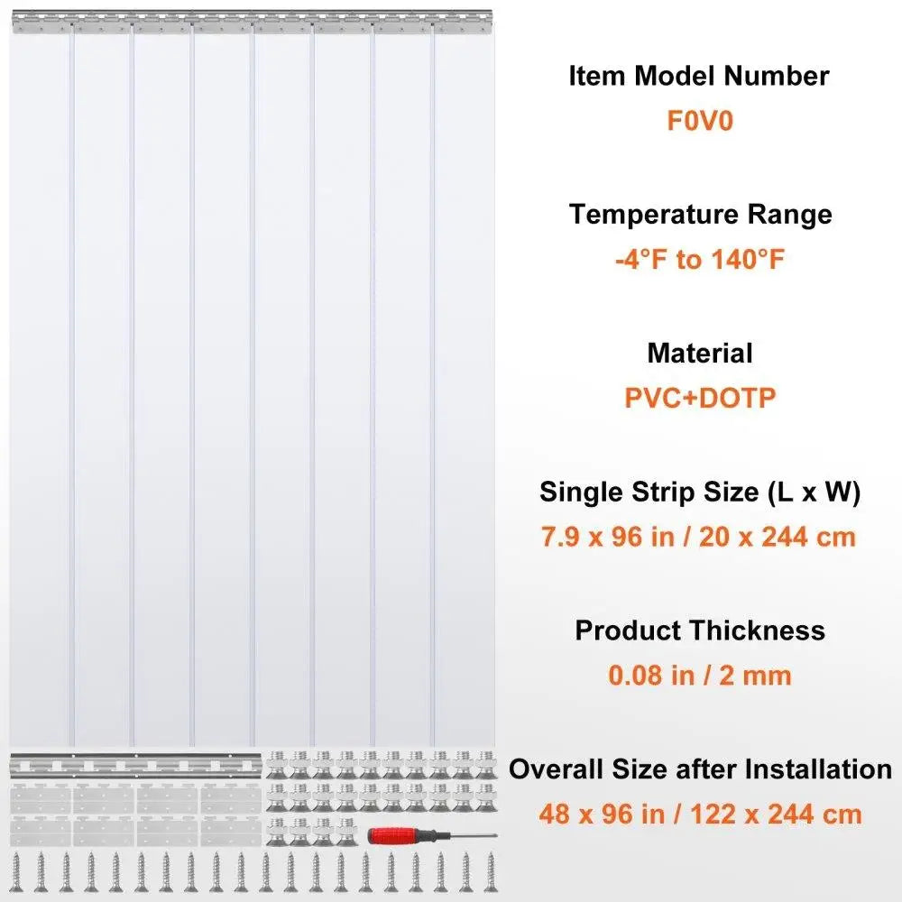 Craft Of Weaving Clear PVC Strip Curtain 8 Pack Freezer