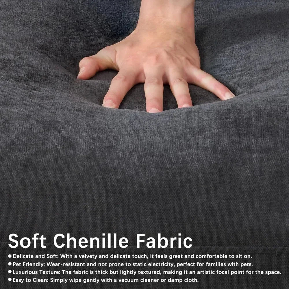 GUANGBAI Chenille Cloud L Shaped Sectional Sofa With Ottoman