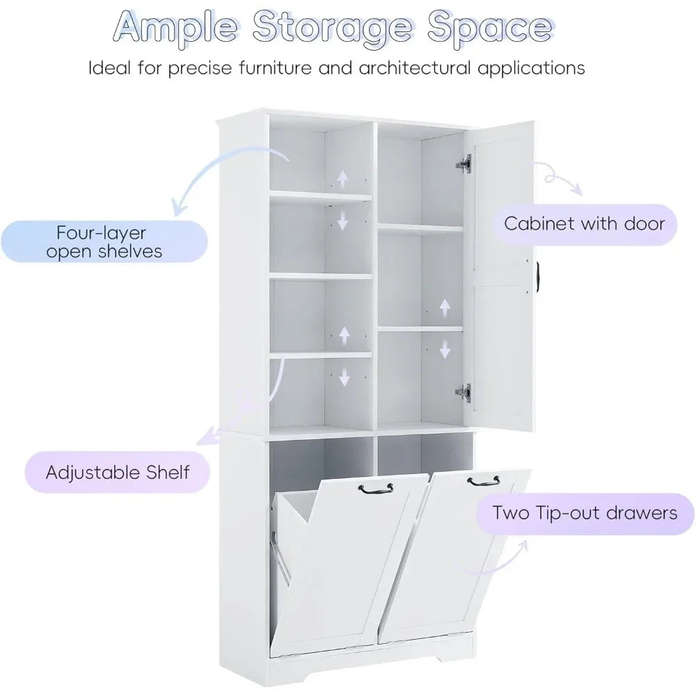 Hign-concerned Storage Cabinet With Laundry Hamper