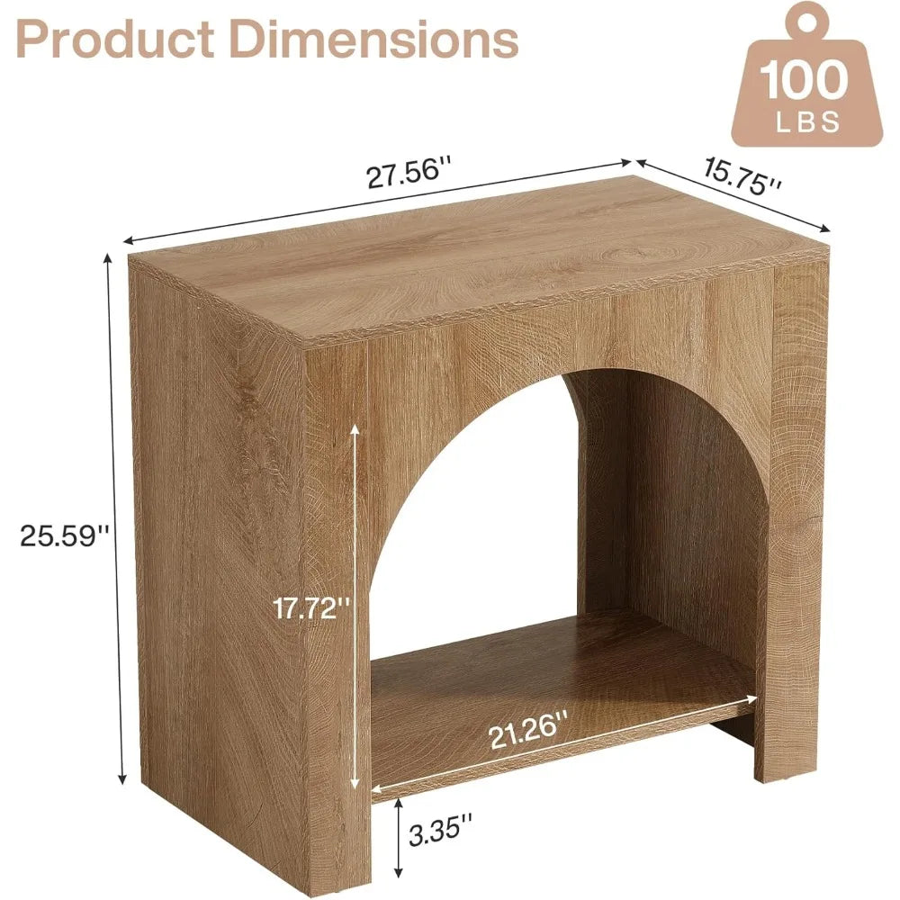 Nightstand with Storage, Large Bedside Table for Bedroom, Farmhouse Night Stand with Wooden Base, Wooden Side End Table for Bed