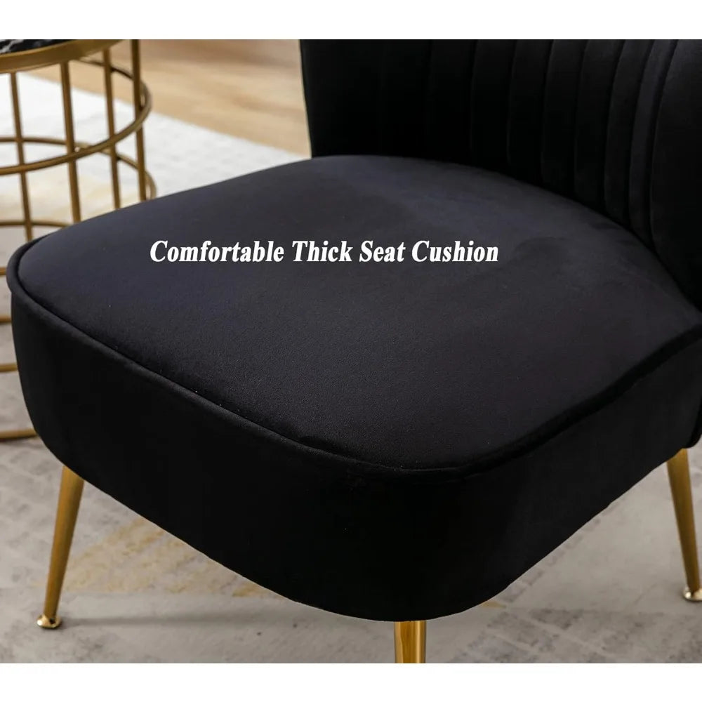 Modern Velvet Wingback Chair Set Of 2 With Gold Legs