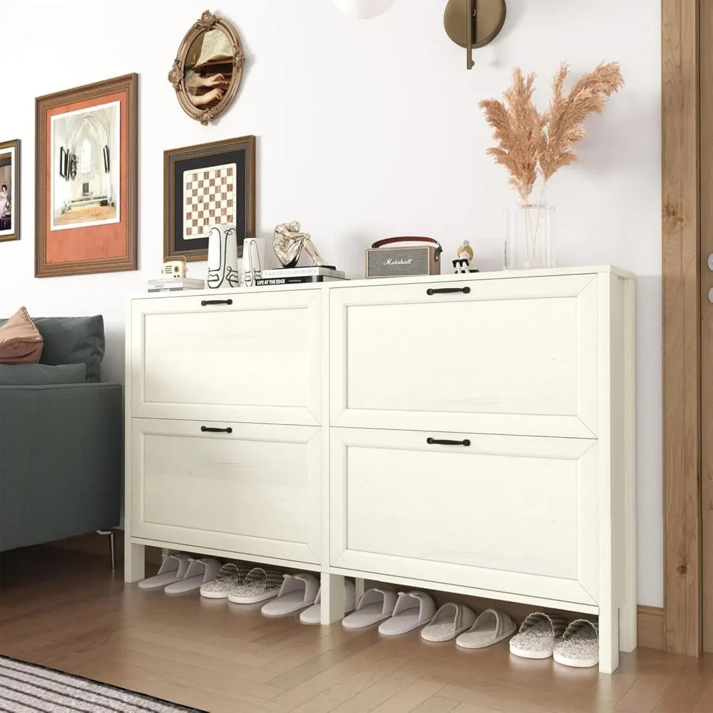 Freestanding Shoe Cabinet With Four Drawers Engineered Wood