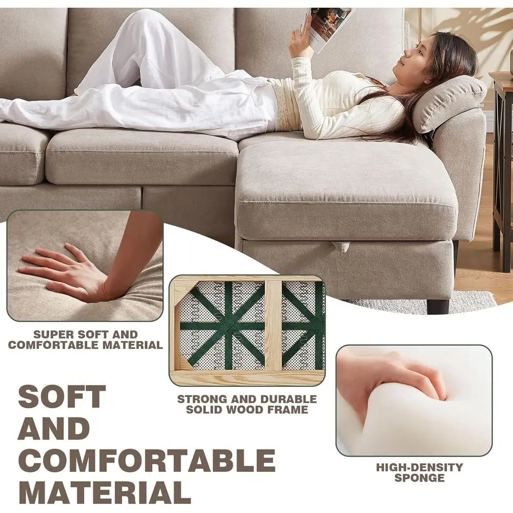 DAFIFY Modern L-Shaped Couch with Reversible Chaise and Loveseat