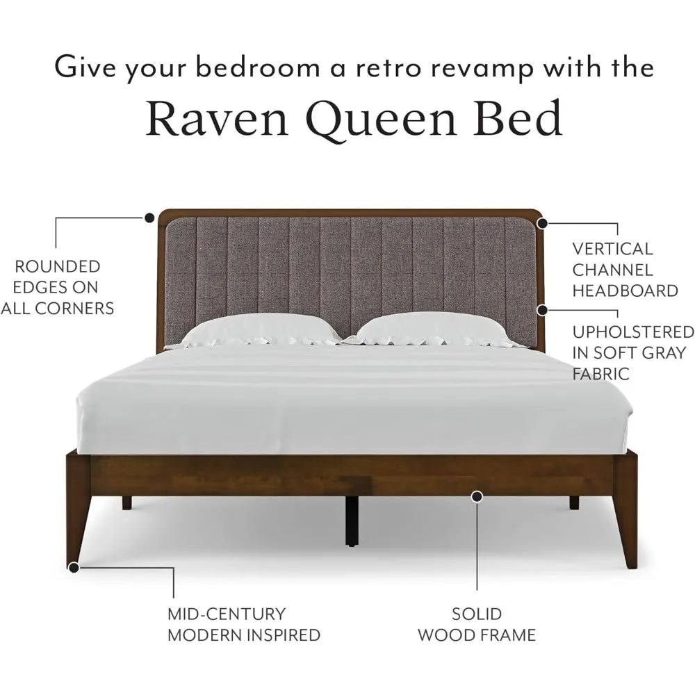Yanying Raven Solid Wood Bed Frame Mid Century Modern