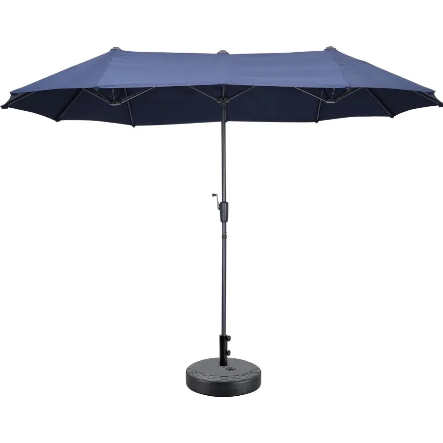 13Ft Large Patio Umbrella with Base Outdoor DoubleSided Market Extra Large Table Umbrella Easy Crank for Yard Poolside Deck Nav