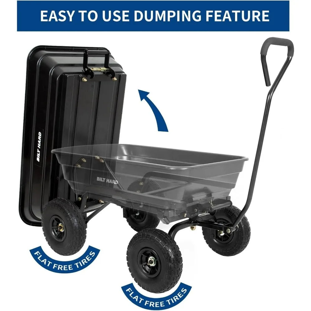 Dump Cart With 180 Degree Rotating Handle 600 Lbs Capacity