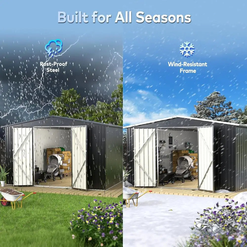 Weatherproof Metal Outdoor Storage Shed For Garden Tools