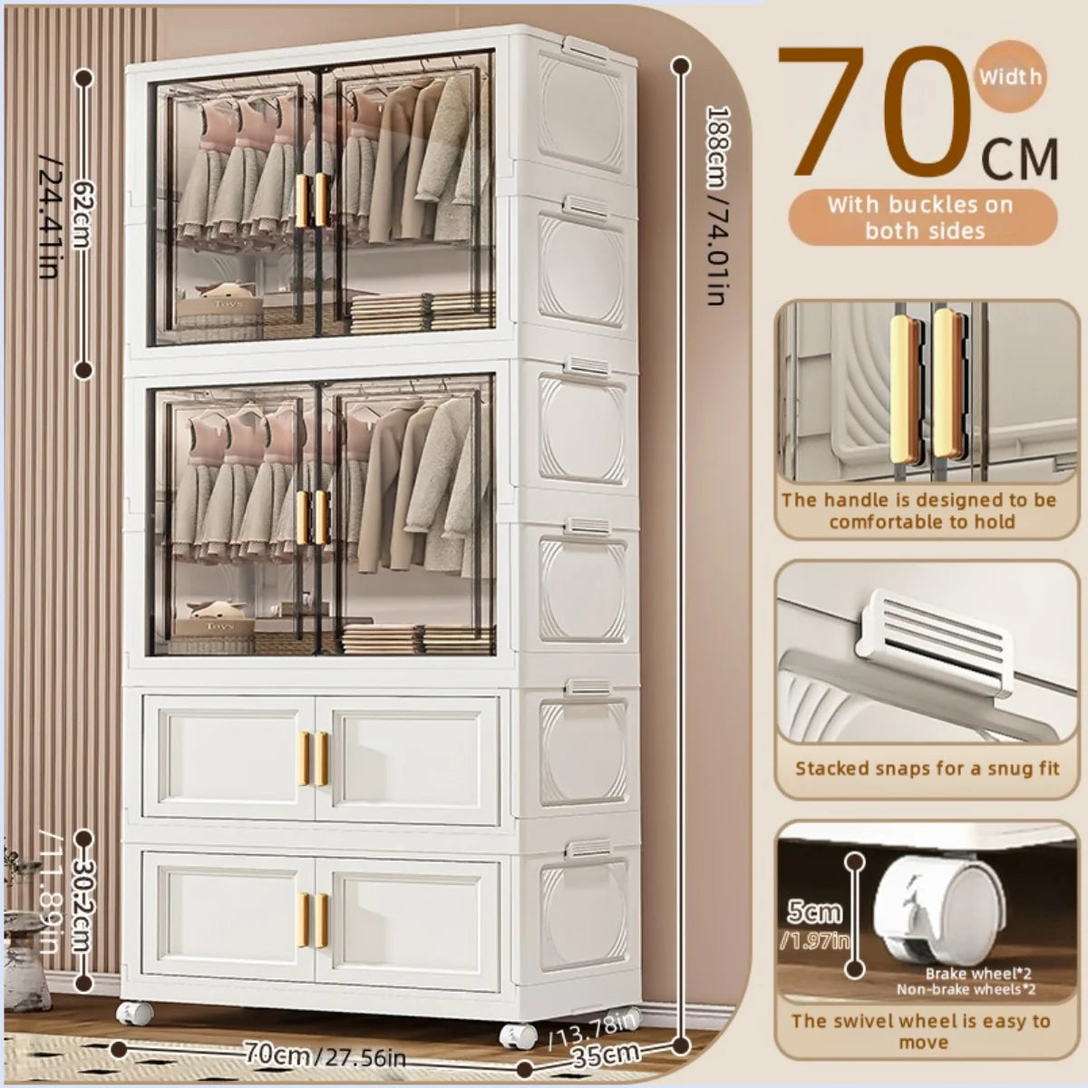NONECN Foldable Plastic Storage Box For Bedroom Closet