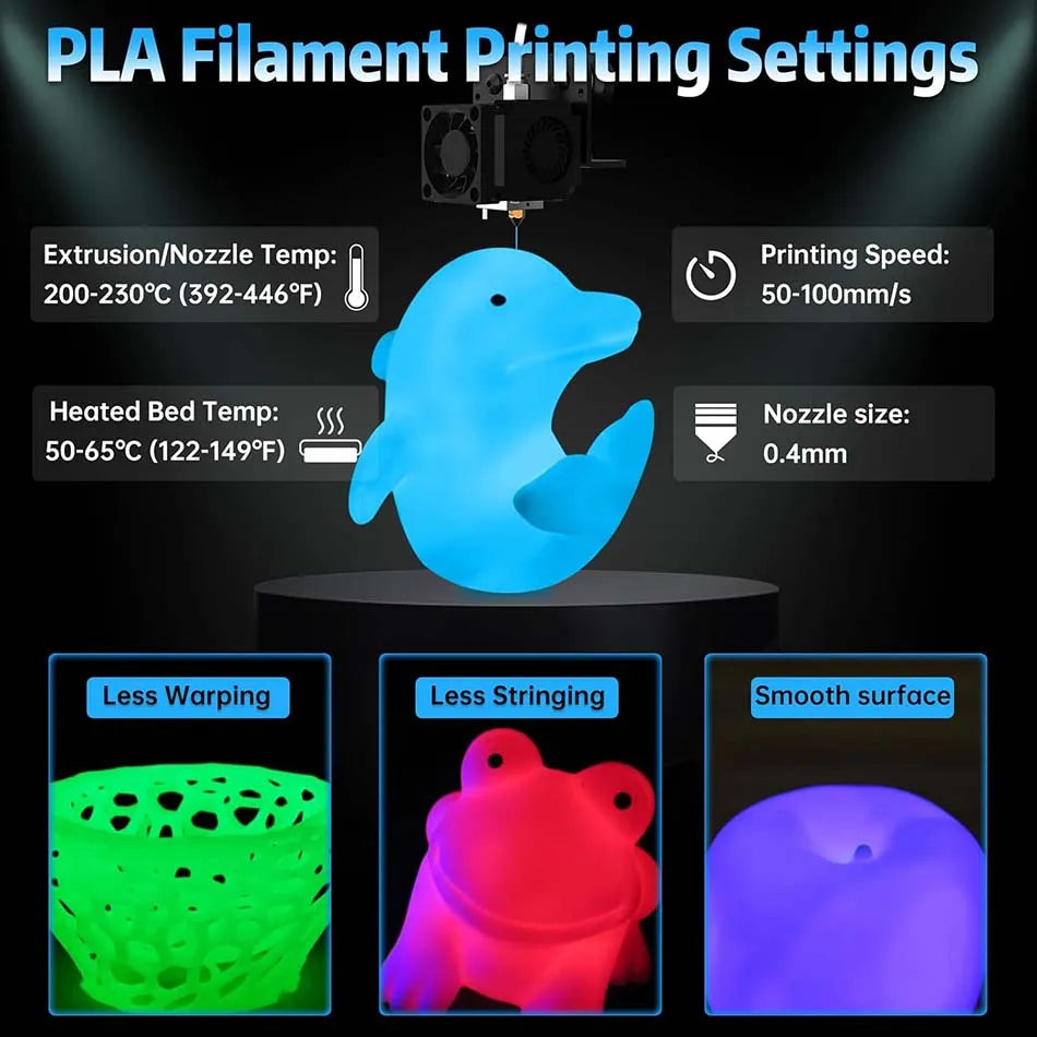 JAYO PLA Filament 1.75mm Glow in the Dark PETG 3D Printer Filament 1.1KG Neatly Wound Luminous 3D Printing Material For FDM