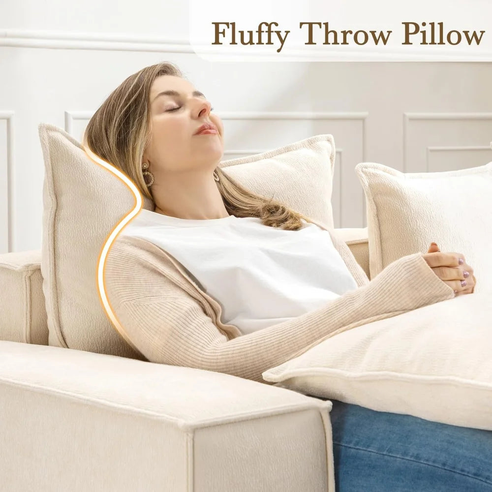 89.3'' Modern Sofa Couches for Living Room, 3 Seater Cloud Couch with Deep Seat, Comfy Couch with Extra Wide Armrests