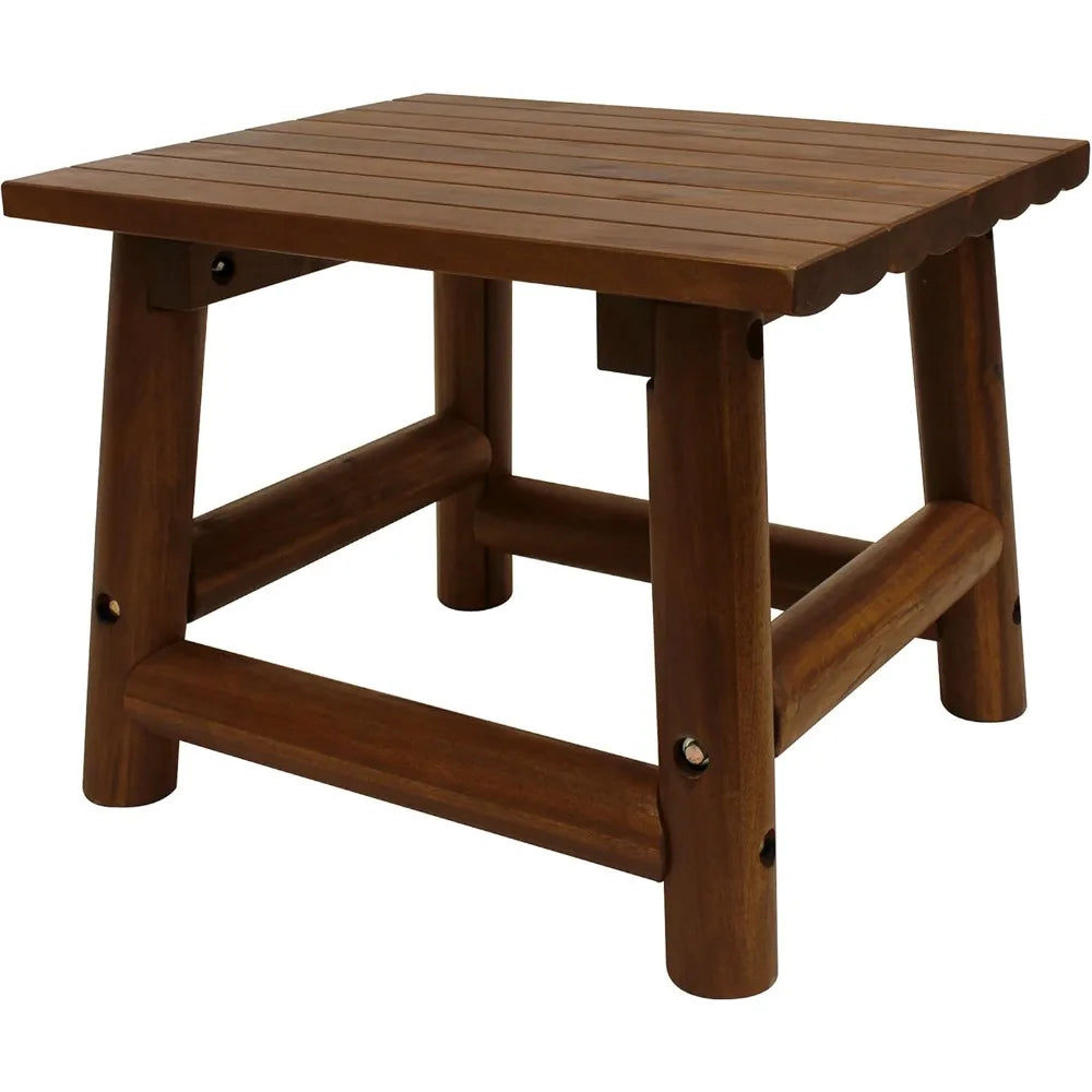 Handcrafted Acacia Wood Small Rectangular Outdoor Side Table for Patio and Garden