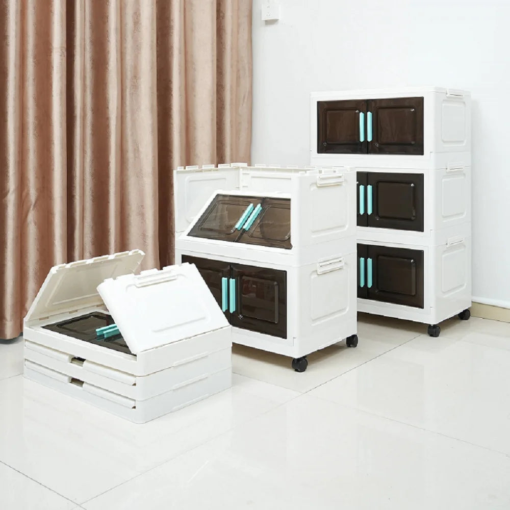 Feature Five Tier Foldable Storage Organizer With Wheels