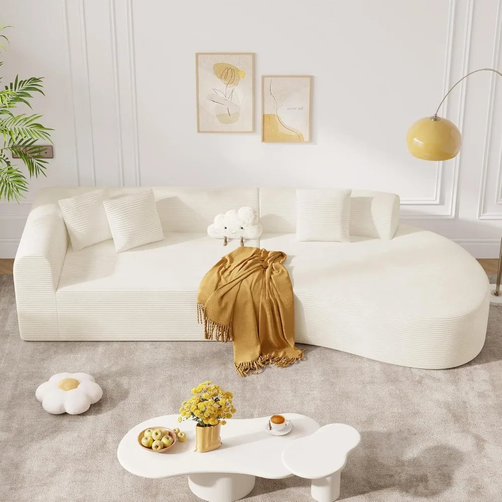 RBXC Modern Cloud Curved Upholstered Corduroy Sectional Sofa
