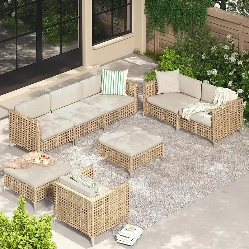 Yujingxi 7 Piece Patio Rattan Wicker Outdoor Sectional Set
