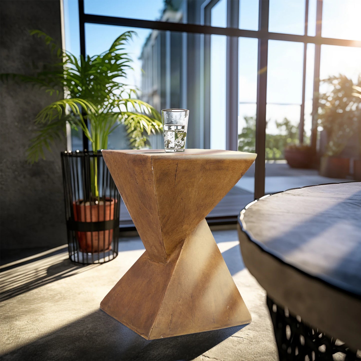 Wisfor Lightweight Concrete Triangle Side Table For Indoor Outdoor Use
