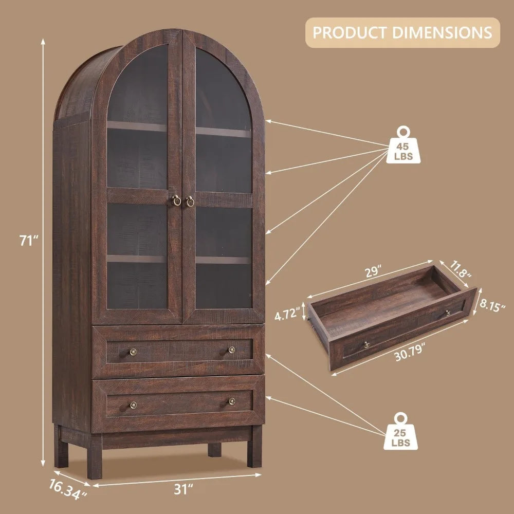 ANGDUO Arched Bathroom Cabinet 4 Tier With 2 Drawers
