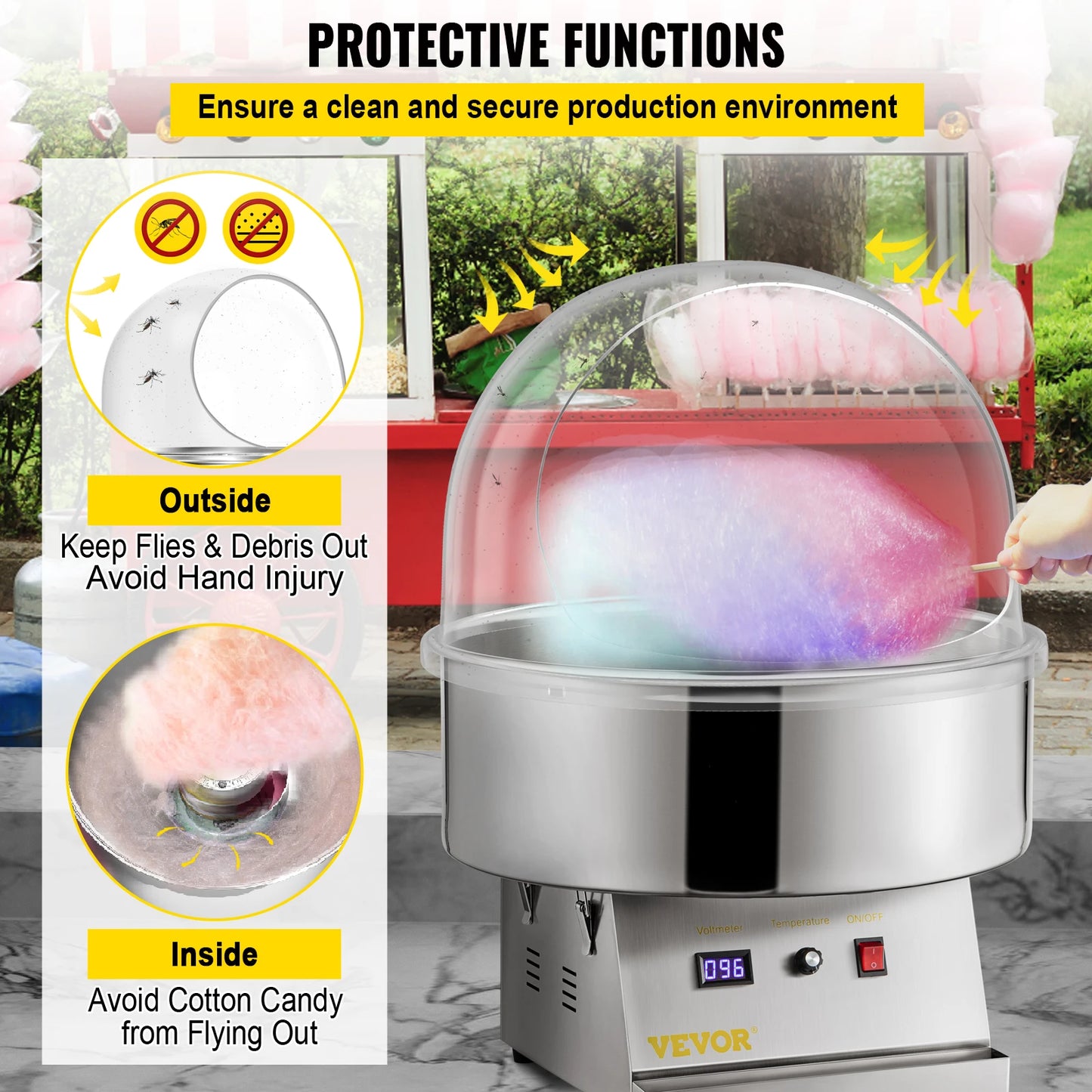 VEVOR Cotton Candy Machine Cover Bubble Shield Dome