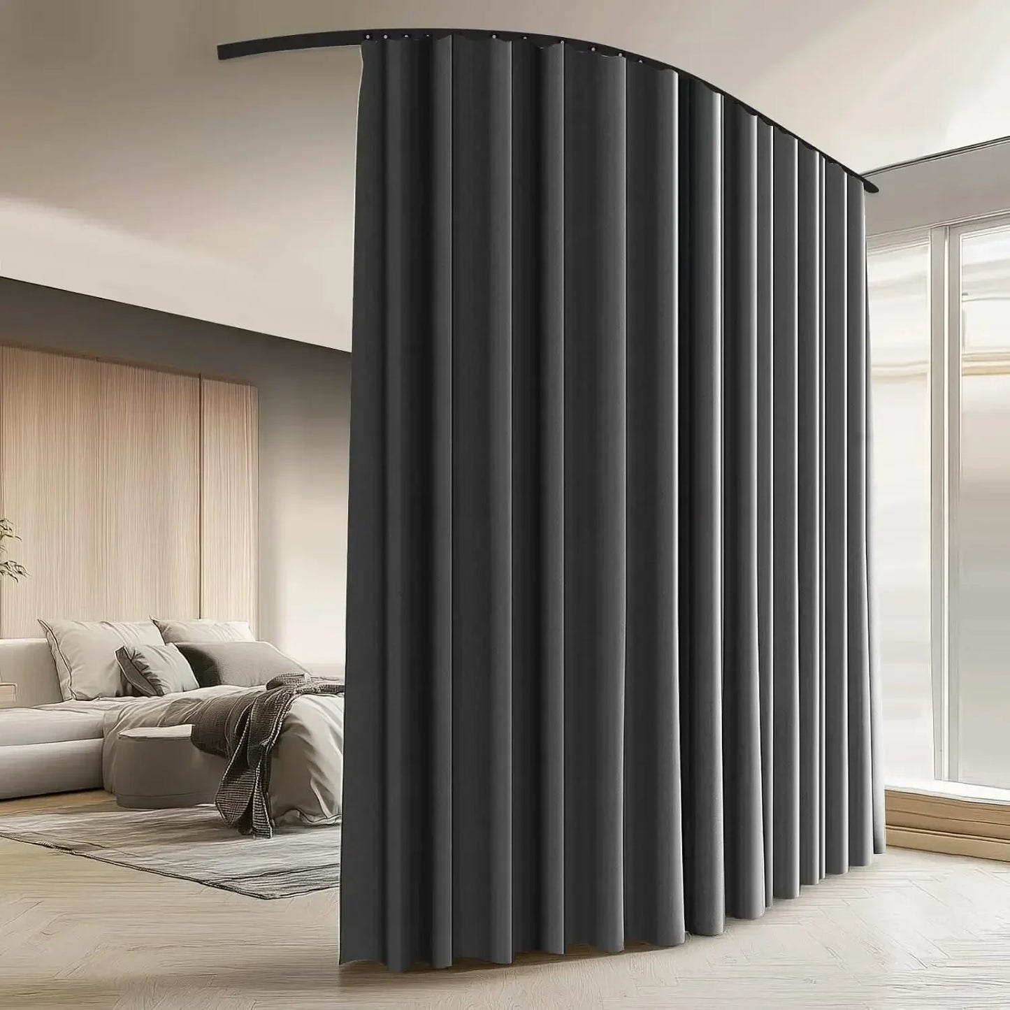 XMSJ Room Divider Curtains With Ceiling Curtain Track Set