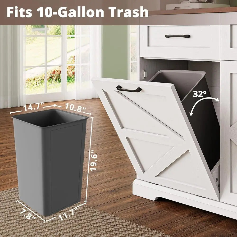 Kitchen Pantry Storage Cabinet With Microwave Stand And Trash Can