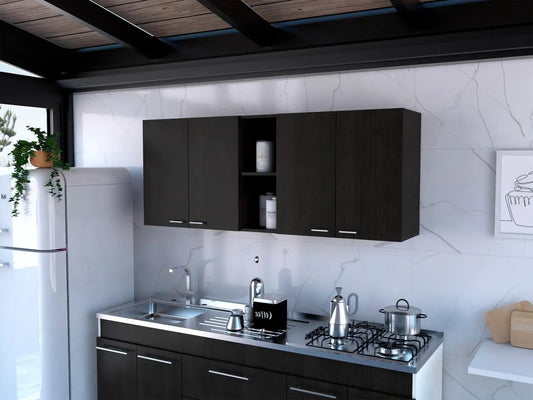 TUHOME Portofino 150 Wall Cabinet Double Door Two Exterior Shelves