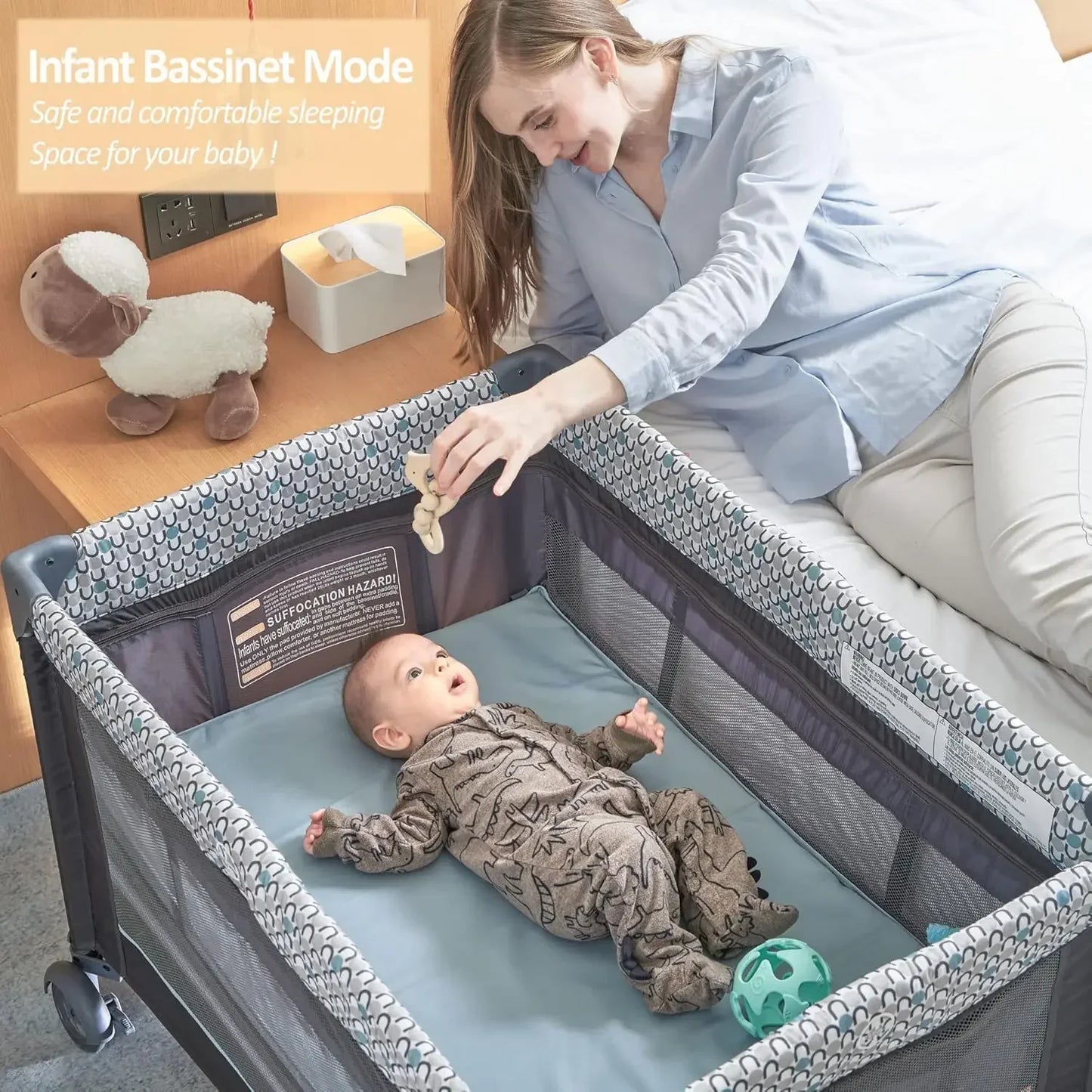 Hign-concerned 5 In 1 Pack And Play Baby Crib Bassinets