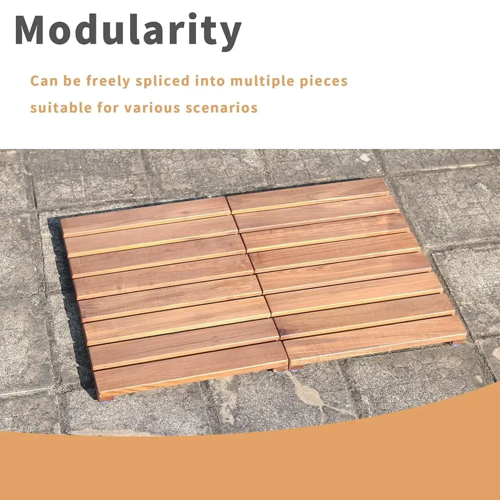 ZUIDID Premium Teak Shower Mat WoodBath NonSlip SpaMat