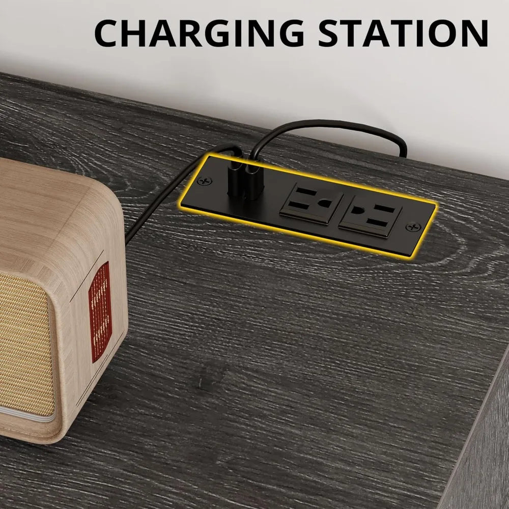 Mid Century Modern 5-Drawer Dresser With LED Lighting USB