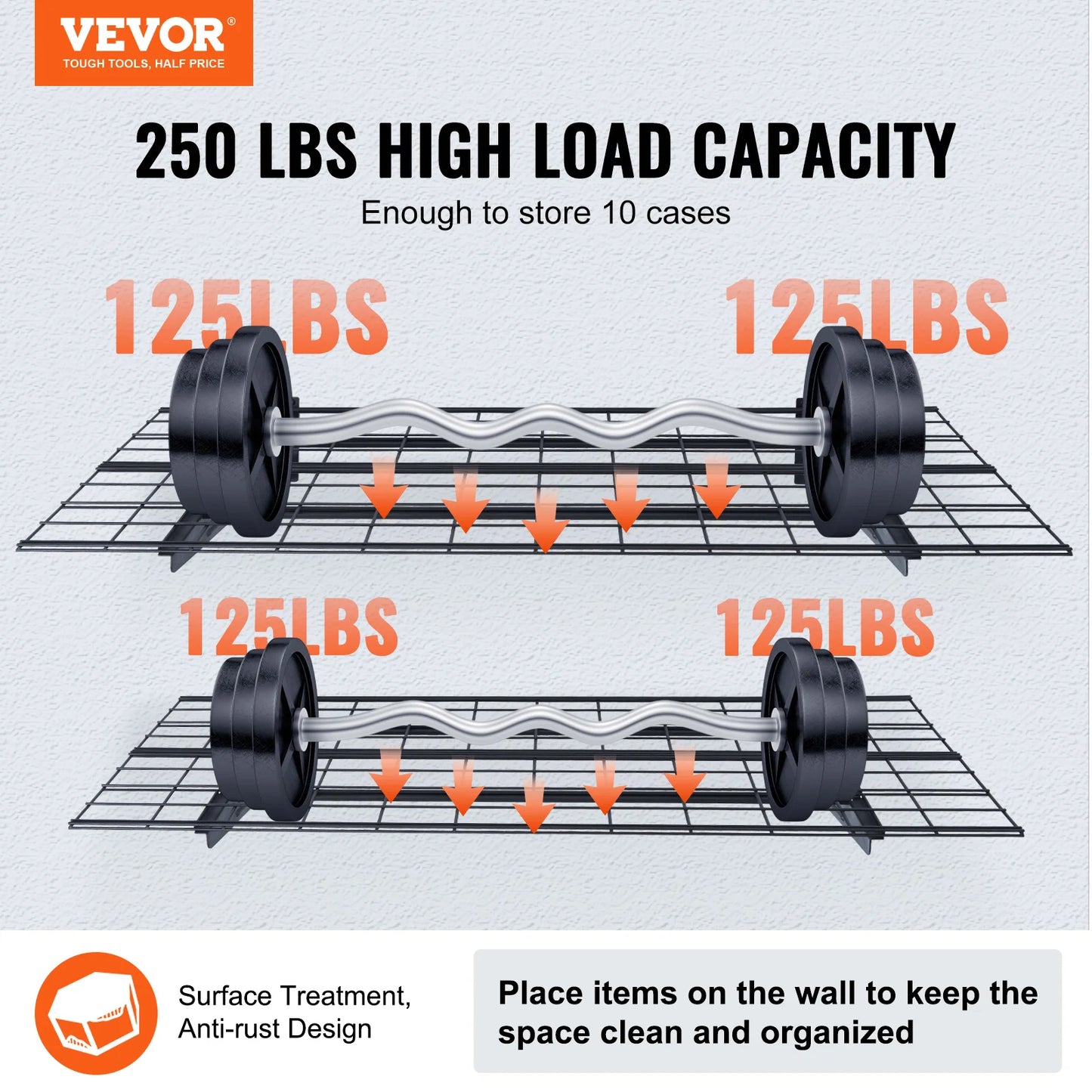 SucceBuy 2 Layers Hand Power Tool Organizer Rack Garage Storage Shelving Wall Mounted Workshop Tool Shelf Heavy Duty Holder
