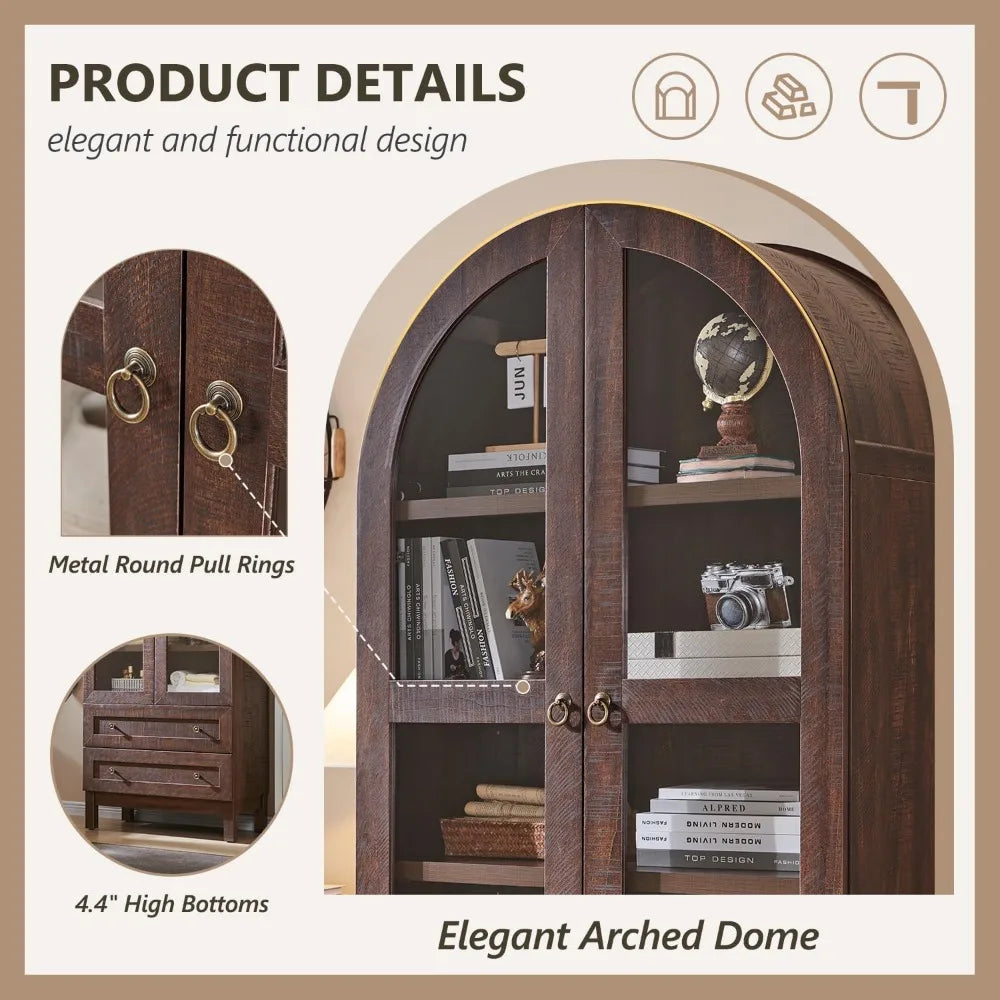 ANGDUO Arched Bathroom Cabinet 4 Tier With 2 Drawers
